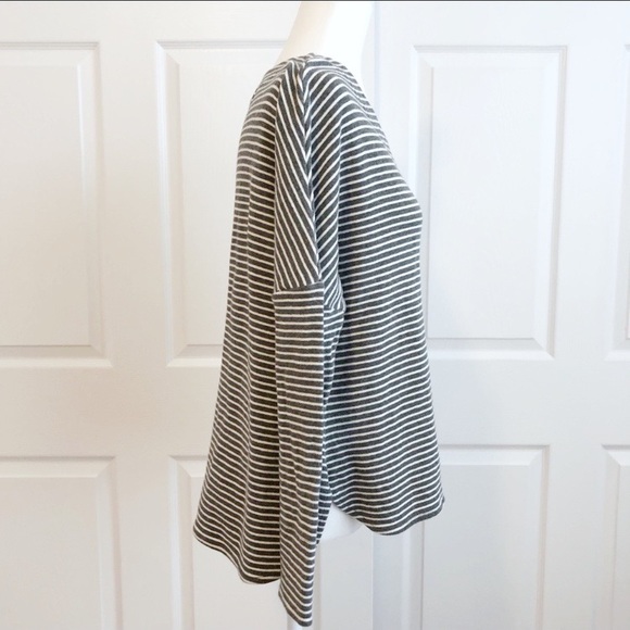 Olive + Oak Gray Stripe Hi Lo Dolman Sweatshirt - Picture 2 of 7